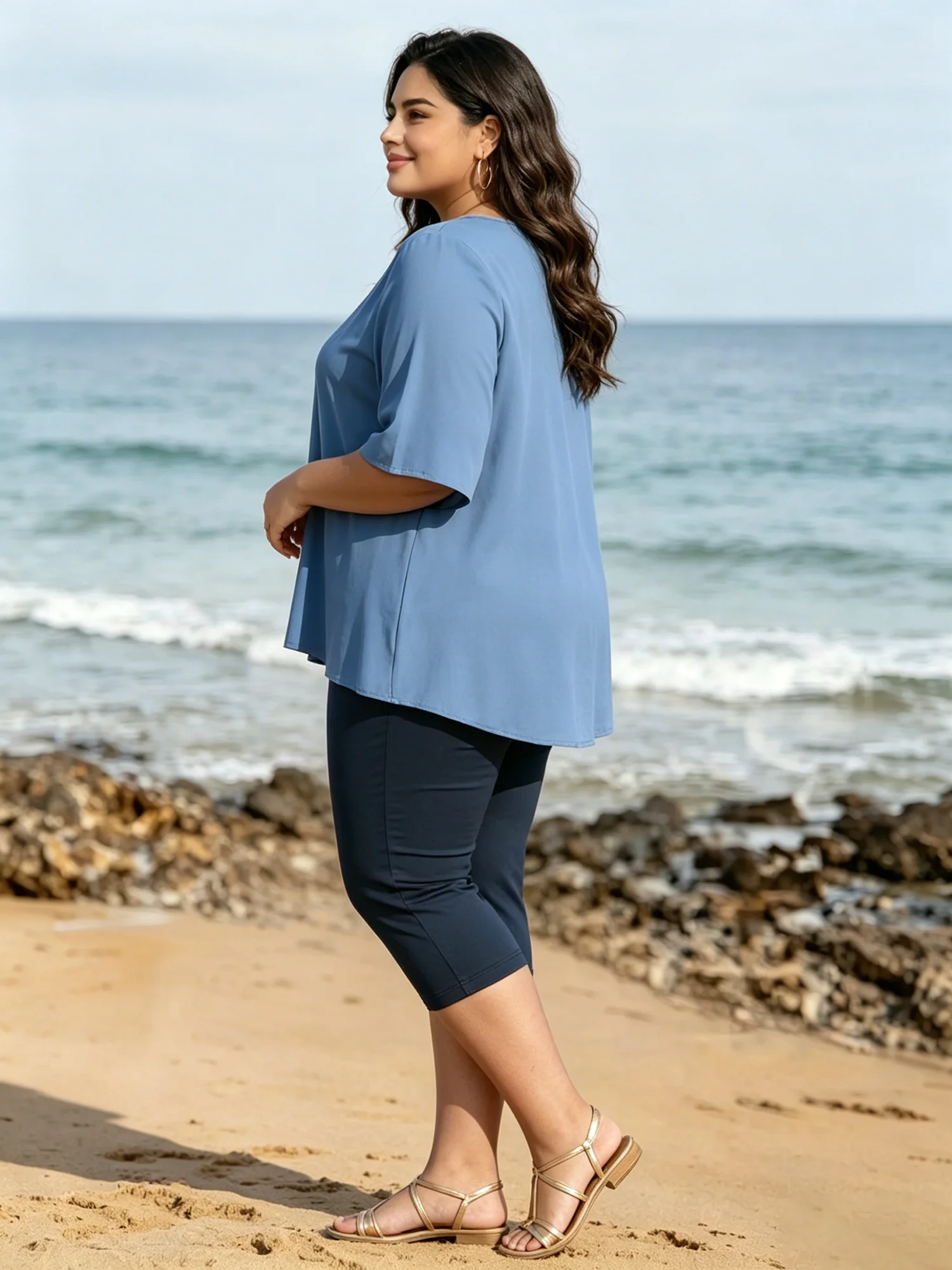 Plus Size High Waist Capri Leggings