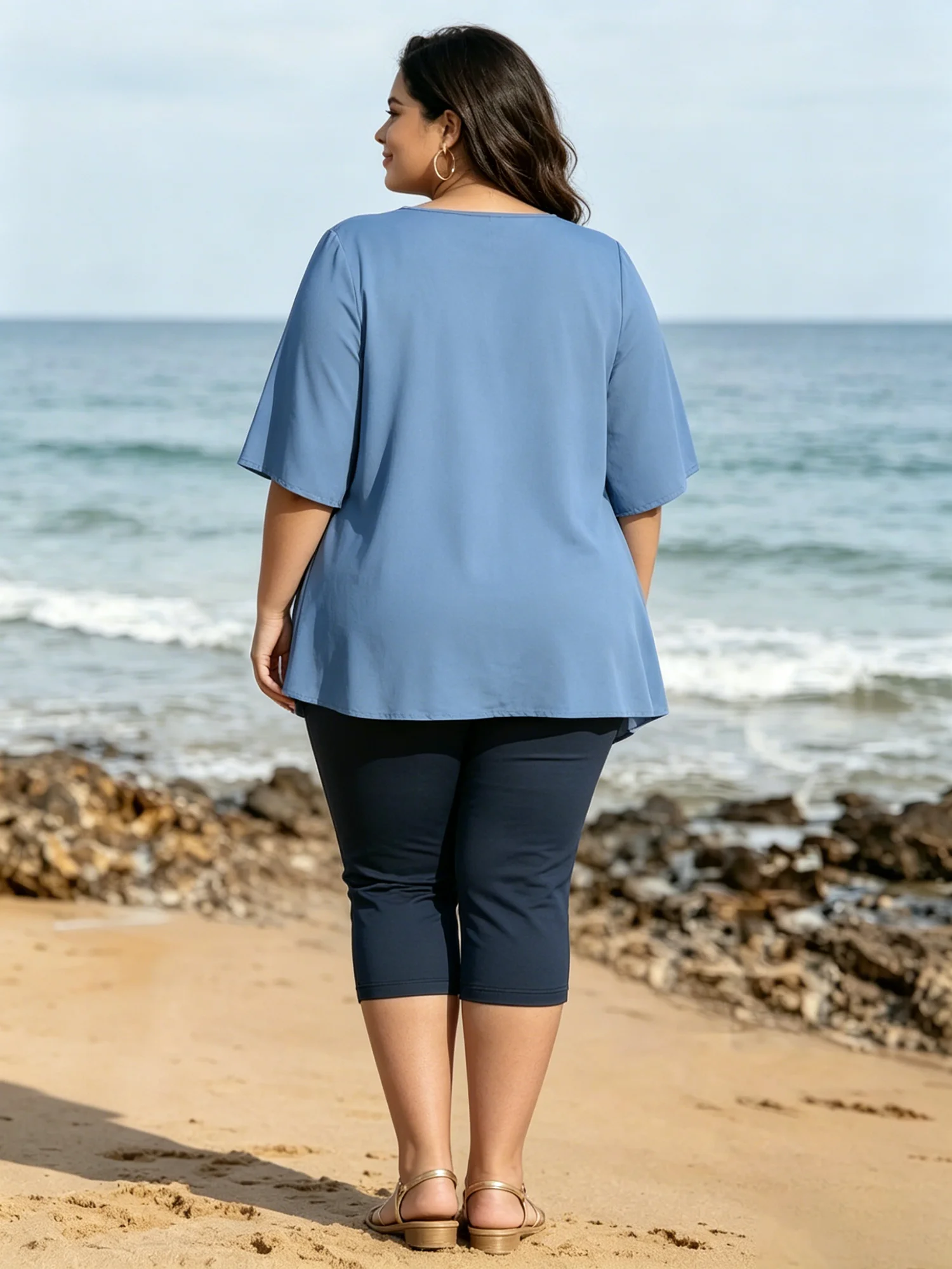 Plus Size High Waist Capri Leggings