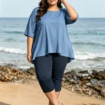 Plus Size High Waist Capri Leggings — Image 3