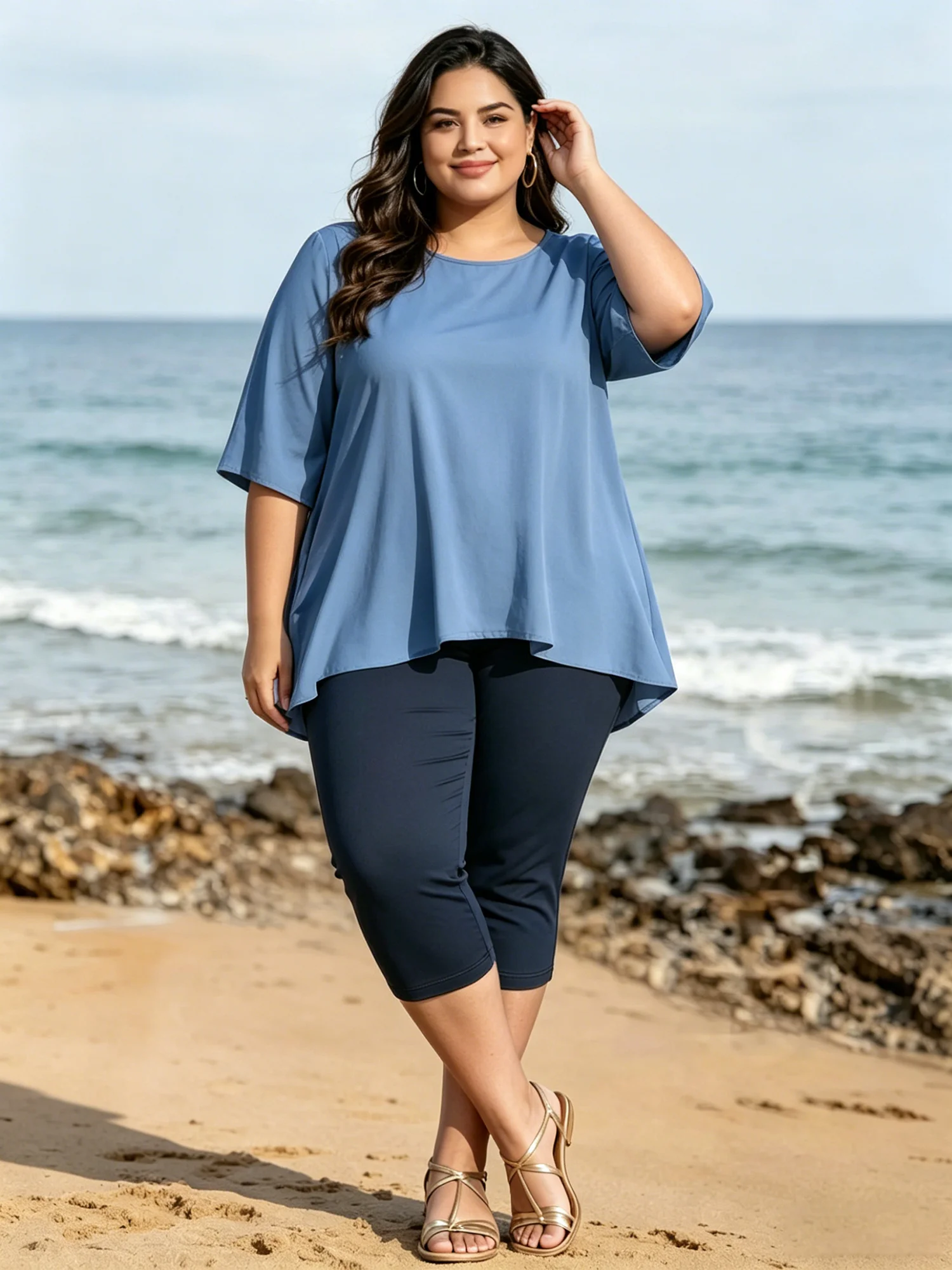 Plus Size High Waist Capri Leggings