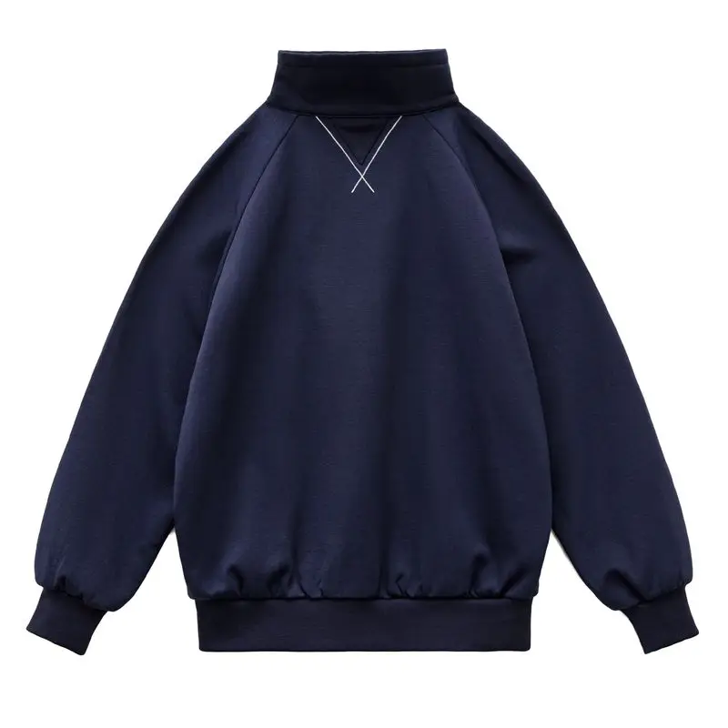 Navy Half-Zip Stand Collar Sweatshirt