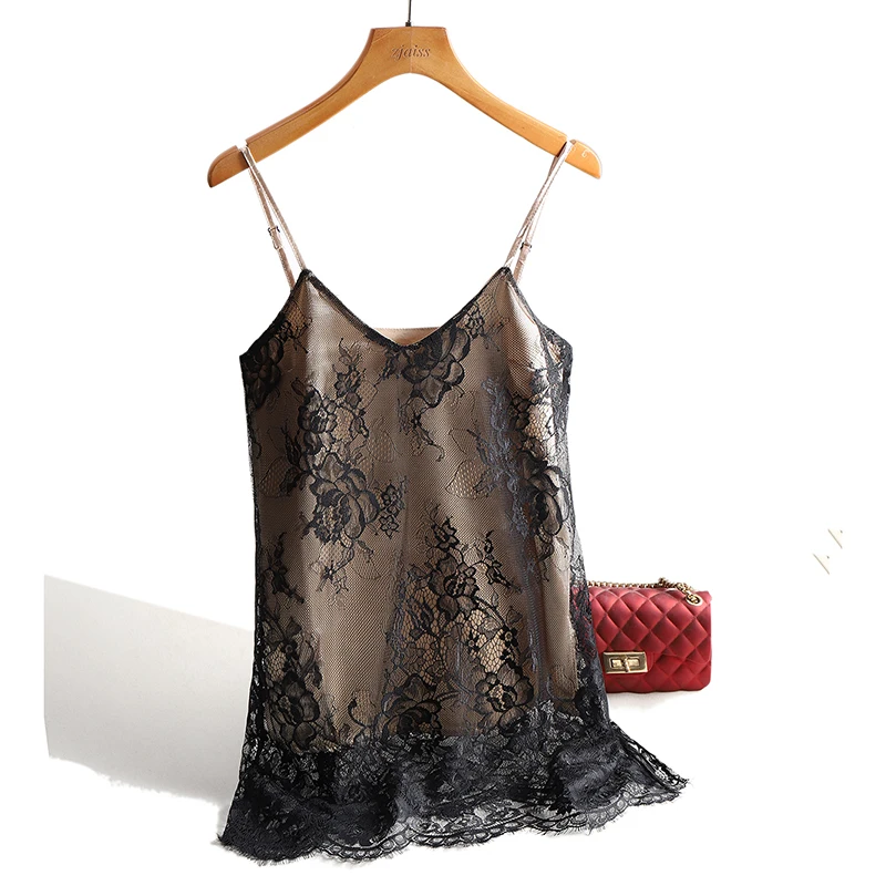 Lace V-Neck Top with Thin Straps