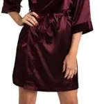 Knee-Length Short Sleeve Satin Kimono Robe — Image 3
