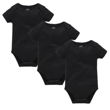 Baby 3-Piece Solid Cotton Short Sleeve Romper