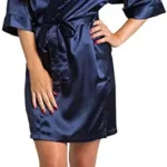 Knee-Length Short Sleeve Satin Kimono Robe — Image 5