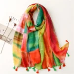 Lightweight Floral Hijab with Fringe — Image 2
