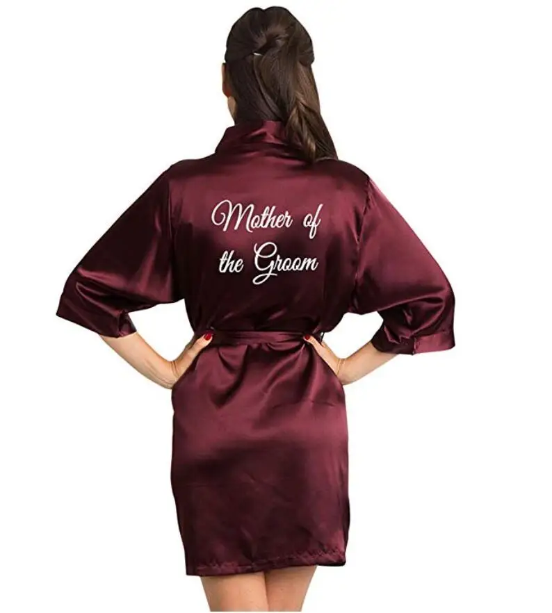 Knee-Length Short Sleeve Satin Kimono Robe