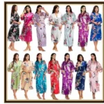 روب كيمونو ساتان بأكمام نصفية وقصّة واسعة