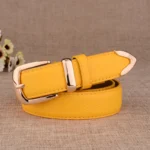 حزام نسائي جلدي بإبزيم ذهبي — صورة 3