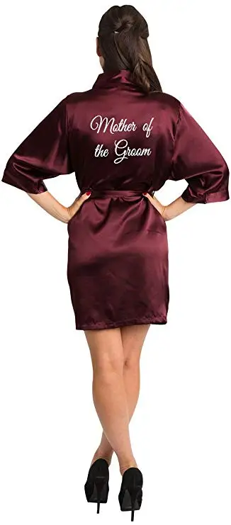 Knee-Length Short Sleeve Satin Kimono Robe