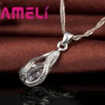 Silver-Tone Jewelry Set with Zirconia Drop — Image 5