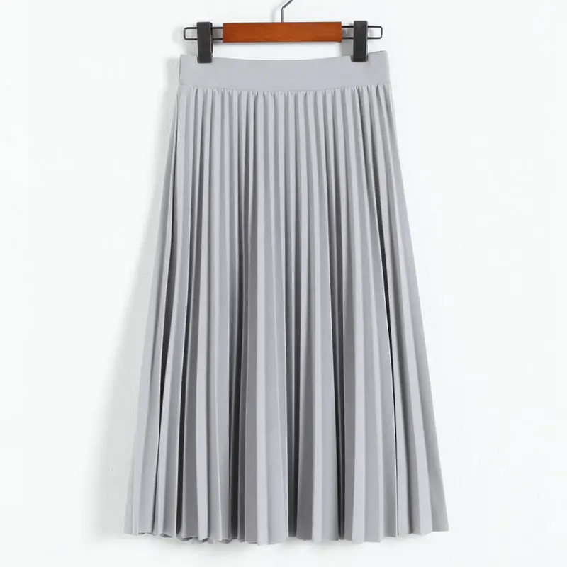 Solid High-Waisted Pleated Skirt
