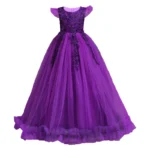 Girls' Long Dress with Lace and Flowers — Image 4