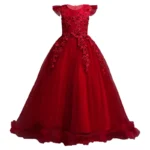 Girls' Long Dress with Lace and Flowers — Image 6