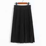 Solid High-Waisted Pleated Skirt — Image 4