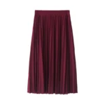 Solid High-Waisted Pleated Skirt — Image 5