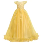 Girls' Long Dress with Lace and Flowers — Image 5