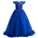 Girls' Long Dress with Lace and Flowers — Image 2