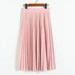 Solid High-Waisted Pleated Skirt — Image 3