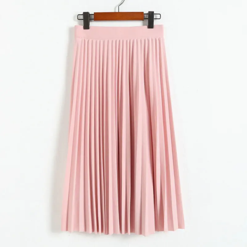 Solid High-Waisted Pleated Skirt