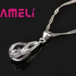 Silver-Tone Jewelry Set with Zirconia Drop — Image 4