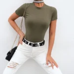 Black and White Short Sleeve Bodysuit — Image 5