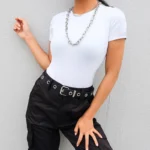 Black and White Short Sleeve Bodysuit — Image 2