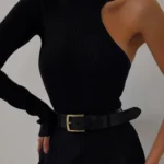 Solid Knitted Turtleneck Bodysuit