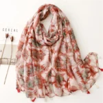 Lightweight Floral Hijab with Fringe — Image 6