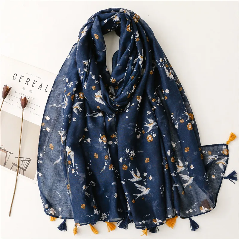 Lightweight Floral Hijab with Fringe