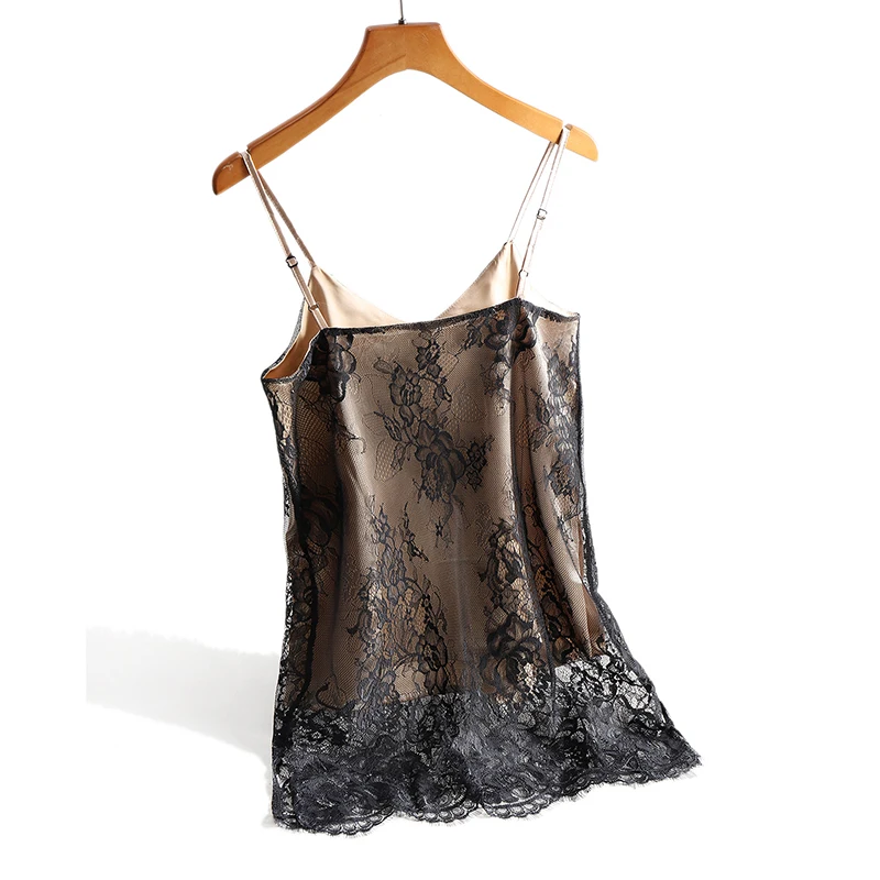 Lace V-Neck Top with Thin Straps