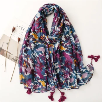 Lightweight Floral Hijab with Fringe