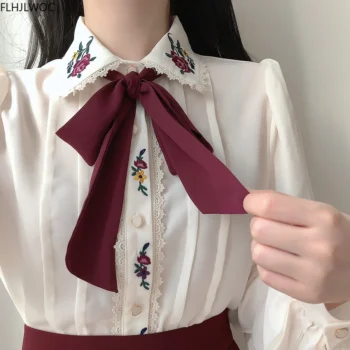 Vintage Autumn Formal Shirt with Bow