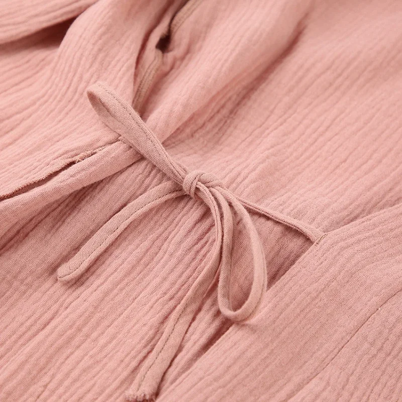 Lightweight Cotton Gauze Long Sleeve Mid-Calf Robe