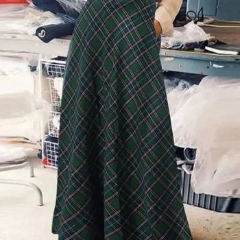 Long Plaid Skirt for Autumn