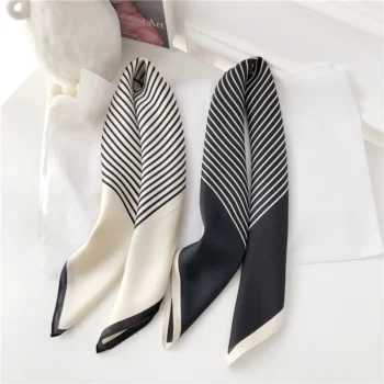 Korean-Style Striped Brocade Scarf