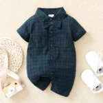 Baby Short Sleeve Jumpsuit with Bow