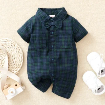 Baby Short Sleeve Jumpsuit with Bow