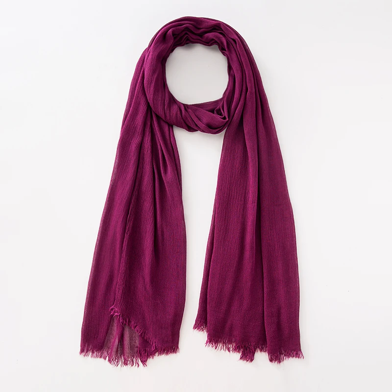 Solid Cotton Hijab with Fringe — Image 39
