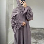 Solid Black Abaya with Waist Tie — Image 2