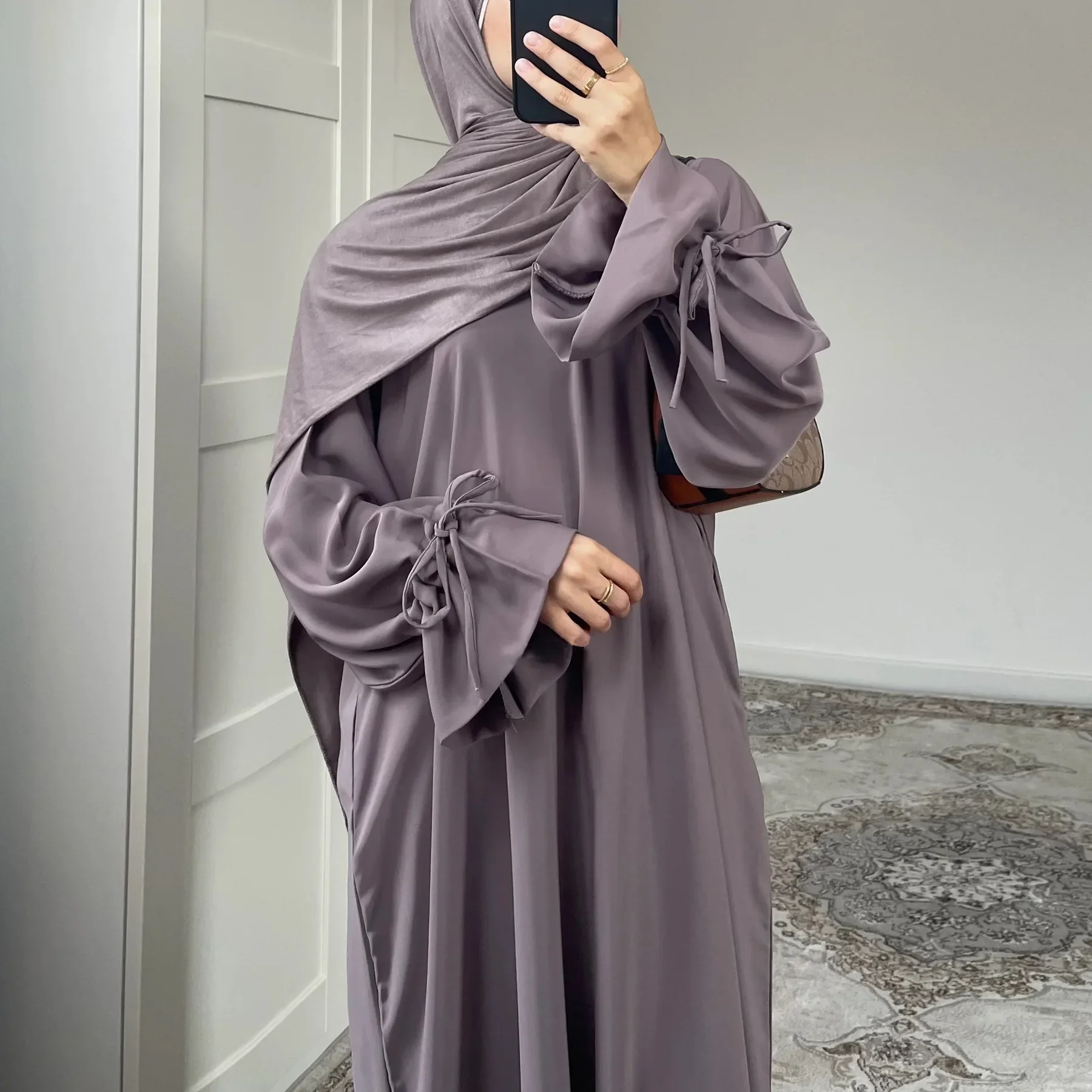 Solid Black Abaya with Waist Tie