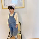 Kids' Denim Romper with Straps — Image 5
