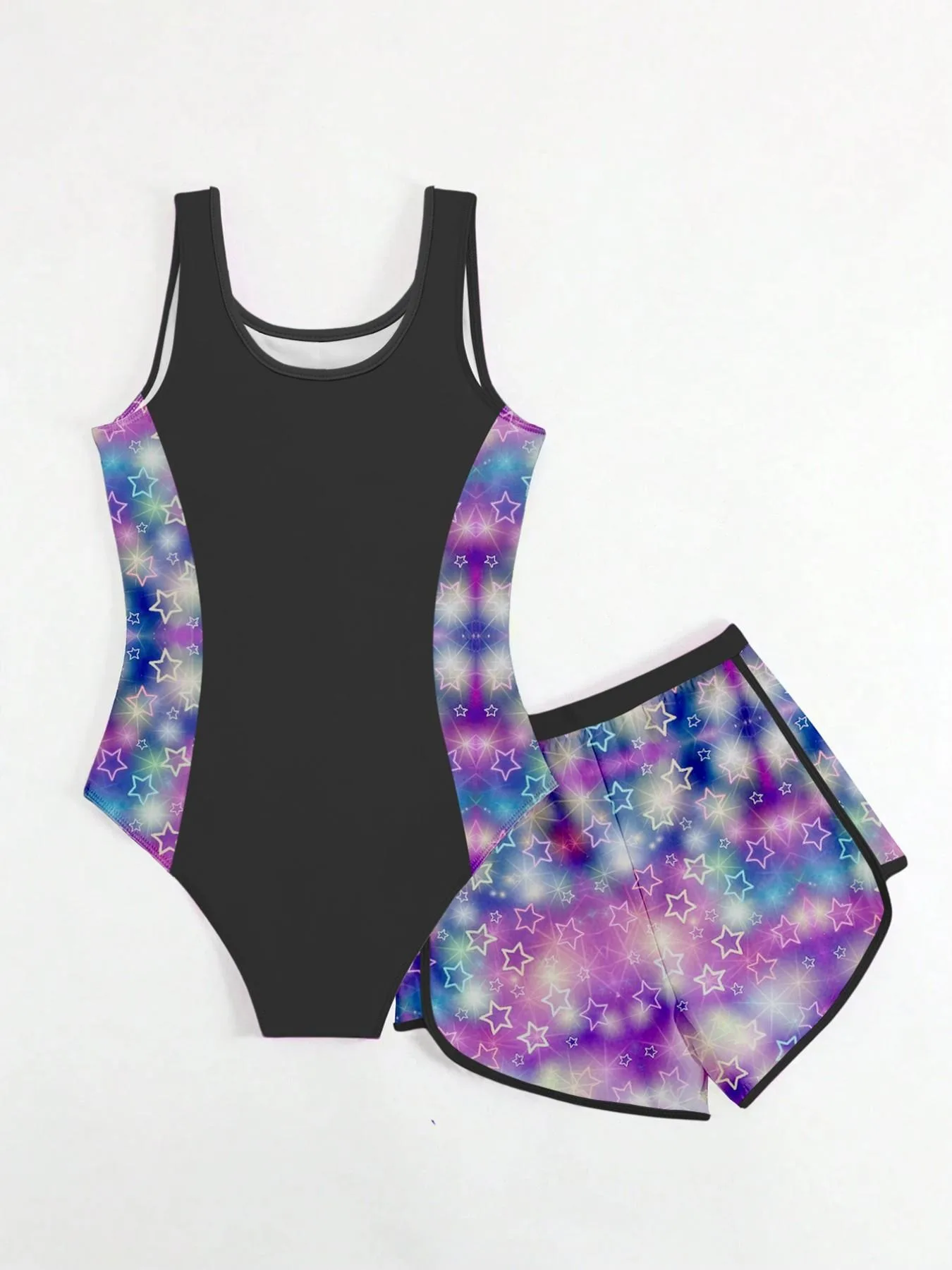 Girls' Cat and Star Print Swim Set