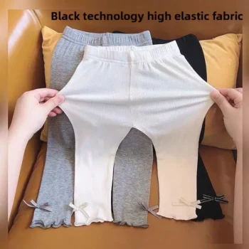 بنطال بناتي مخطط بخصر مطاطي