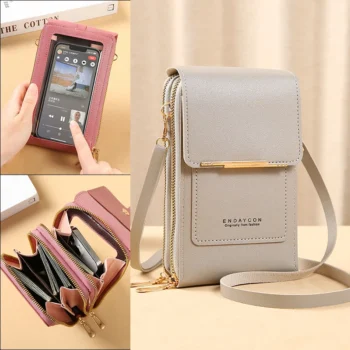 Soft Leather Handheld Wallet with Touch Screen