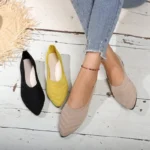Solid Knitted Pointed-Toe Sandals
