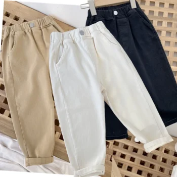 Boys' Casual Cargo Pants with Buttons