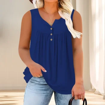 Casual Solid Sleeveless Ruched Tank Top