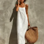 Solid Summer Dress with Spaghetti Straps — Image 4