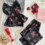 2-Piece Satin V-Neck Set with Lace Accents — Image 3